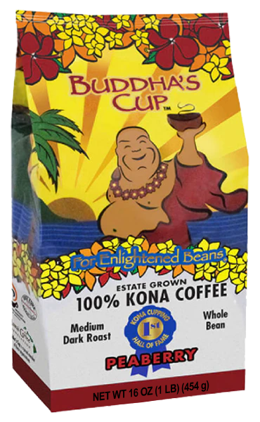 Buddha's Cup 100% Kona Peaberry Coffee: Medium/Dark Roast
