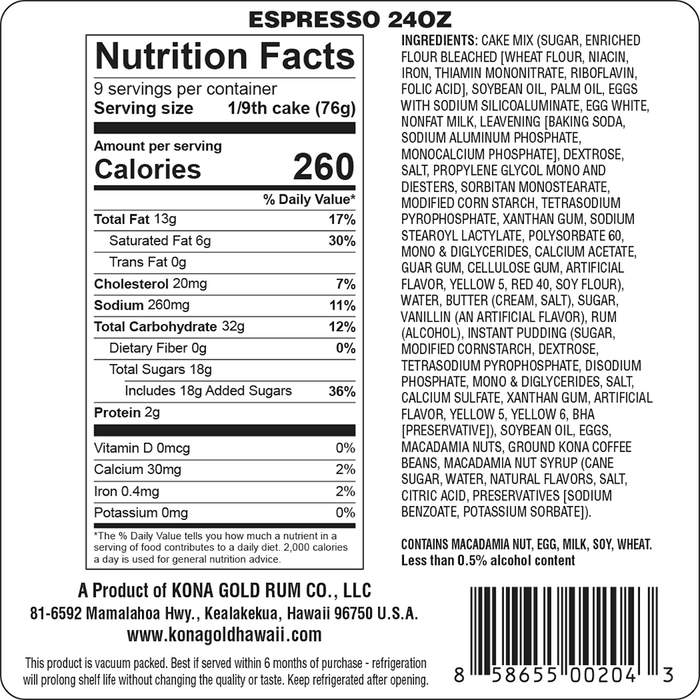 Hawaiian Espresso Rum Cake (6 oz)