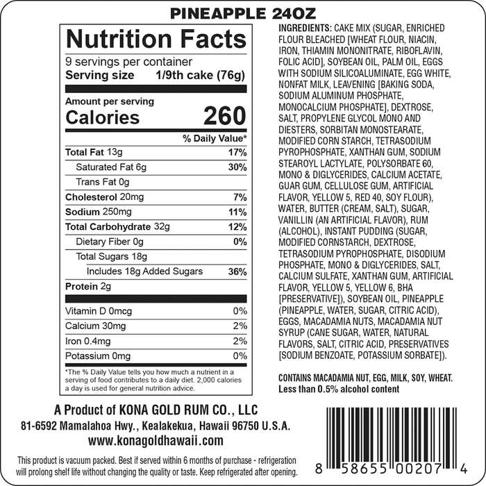 Hawaiian Pineapple Rum Cake (24 oz)