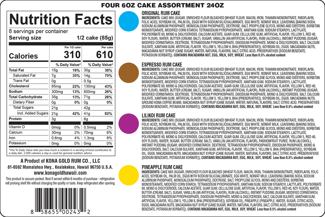 Hawaiian Rum Cake Variety Pack